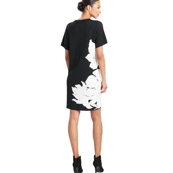 Natori Sayori Shadow Mandalay Dress Black White Knit Midi Size M - Picture 5 of 8